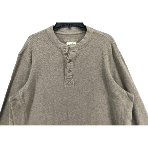 Eddie Bauer Thermal Waffle Knit Henley Shirt Men XLT Tan Pullover Layers Outdoor - Picture 4 of 13